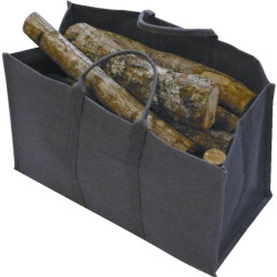 SAC A BUCHES NATUREO TOILE JUTE NOIR 63X41X28cm
