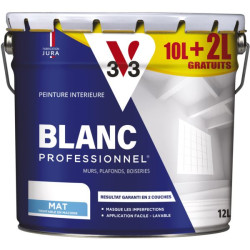 PEINTURE BLANC PROFESSIONNEL SATIN - 10 L + 2 L OF