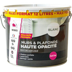 PEINTURE MURS ET PLAFONDS WINKO BLANC SATIN 12L