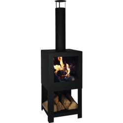 CHAUFFE TERRASSE + RANGE BOIS NOIR 38.4x38.4x136cm