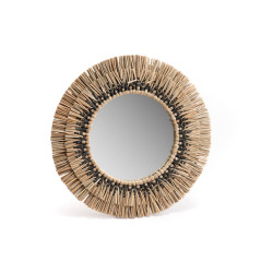 MIROIR PAILLE NATUREL ET NOIR
