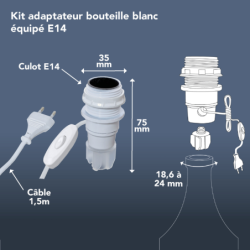 ADAPTATEUR BOUT. E14 CORDON BLANC SB