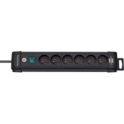 SOCLE 6x2P+T INTER 3m PREMIUM NOIR LINE