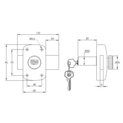 VERROU IFAM B5 40mm BOUTON/CYLINDRE