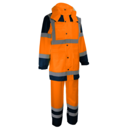 ENSEMBLE PLUIE H. VISIBILITE ORANGE FLUO/BLEU T3XL