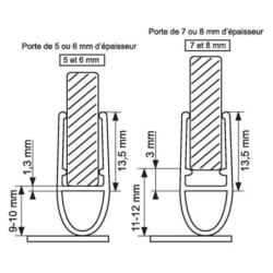 JOINT BAS PORTE DOUCHE TUBULAIRE 1m 5/8mm