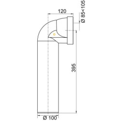 PIPE RIGIDE LONGUE COUDEE MALE D100MM