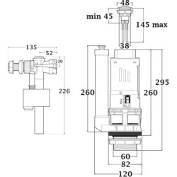 ROBINET FLOTTEUR LATERAL + MECA.BOUTON 2 CHASSE SB