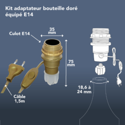 ADAPTATEUR BOUT. E14 CORDON OR SB