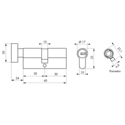 CYLINDRE TRANSIT 1 30BTX30mm 5 CLES NICKELE