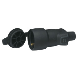 PROLONGATEUR 2P+T CAOUTCHOUC NOIR BOUCHON VIS