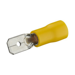 10 CLIPS MALE PRE-ISOLE JAUNE D6.3x0.8mm