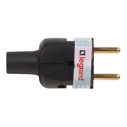 FICHE 2P+T 16A CAOUTCHOUC NOIR