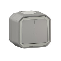DOUBLE VA ET VIENT/POUSSOIR PLEXO 10A GRIS SAILLIE