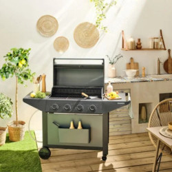 BBQ GAZ INVENTIV JAIS 76x42CM NOIR 14KW 4 B