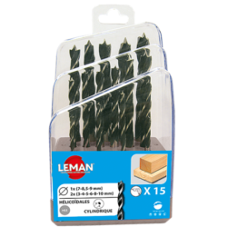 COFFRET 15 MECHES BOIS LEMAN 3 A 10MM