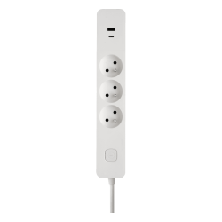 BLOC 3x2P+T INTER + 2 USB A+C CORDON 1.5M BLANC