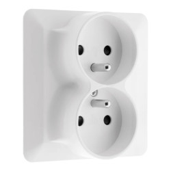 DOUBLE PRISE 2P+T ARTEZO 16A BLANC MONOPOSTE