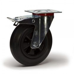ROULETTE PLATINE D100 PIV.+FREIN CAOUT.NOIR 100KG